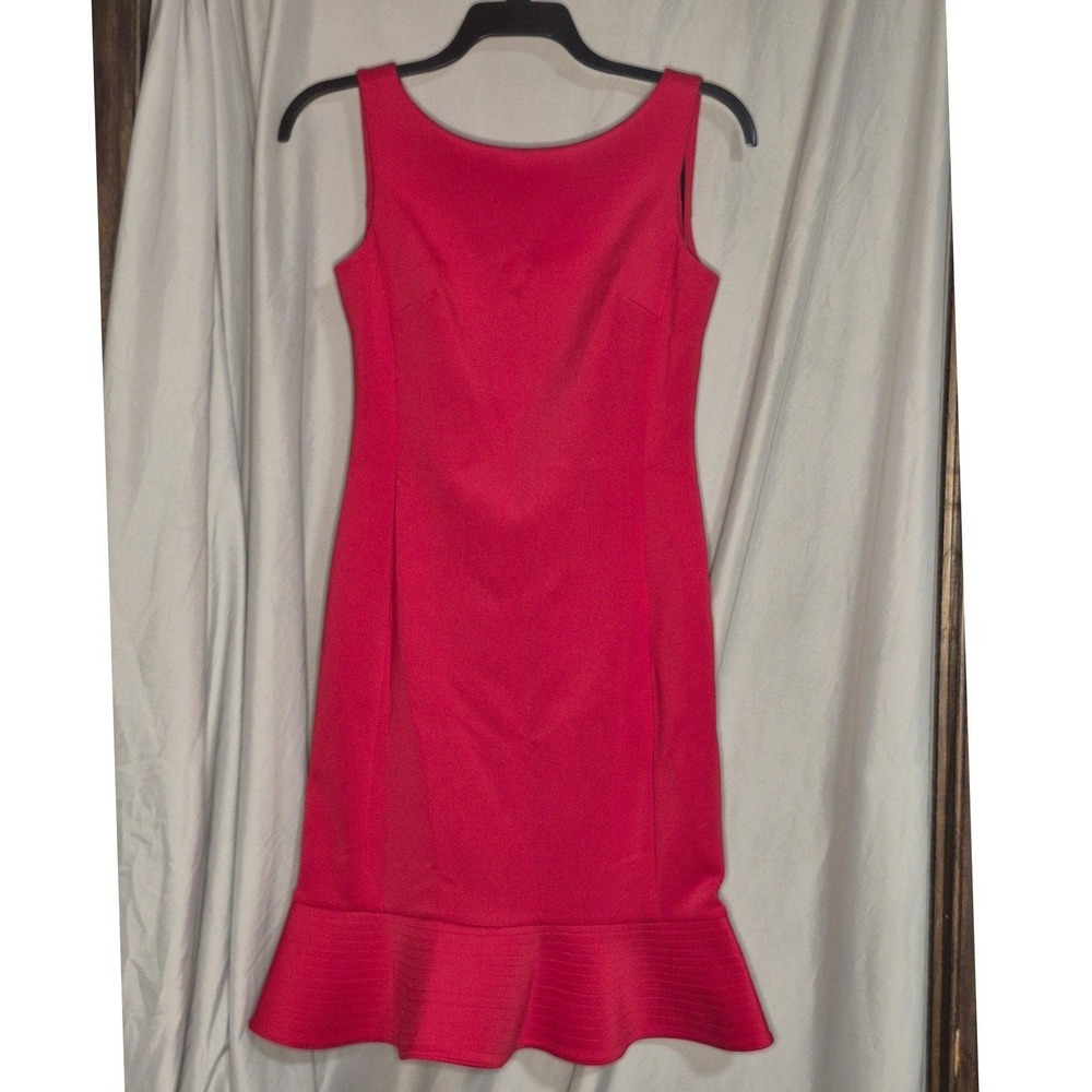 Calvin klein Red Sleeveless Flounce Hem Sheath Dress Cocktail Party . Size 6